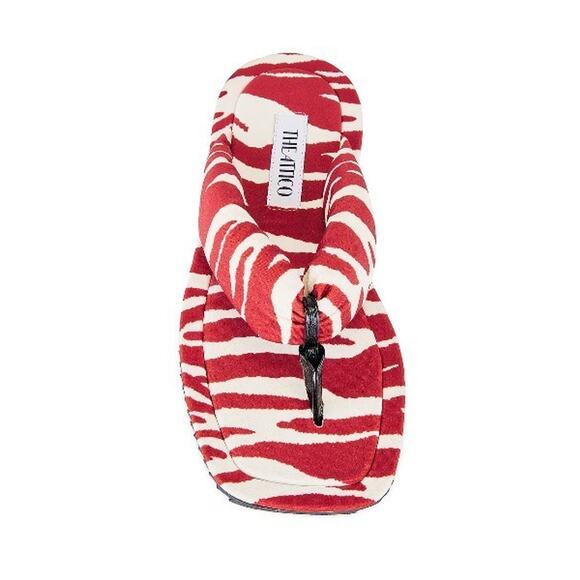 The Attico Women's Red Zebra Printed Indie Flat Thong Sandals Shoes-Sz 41/10US - Picture 1 of 6